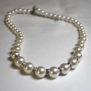 Vintage Bridal Pageant Prom Graduating Faux Pearl Crystal Accent 18" Necklace